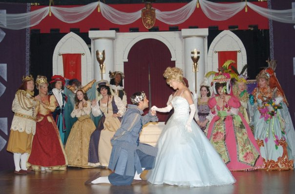 I'm in the back with two cones on my head.  Cinderella, ensemble and understudy of Cindy